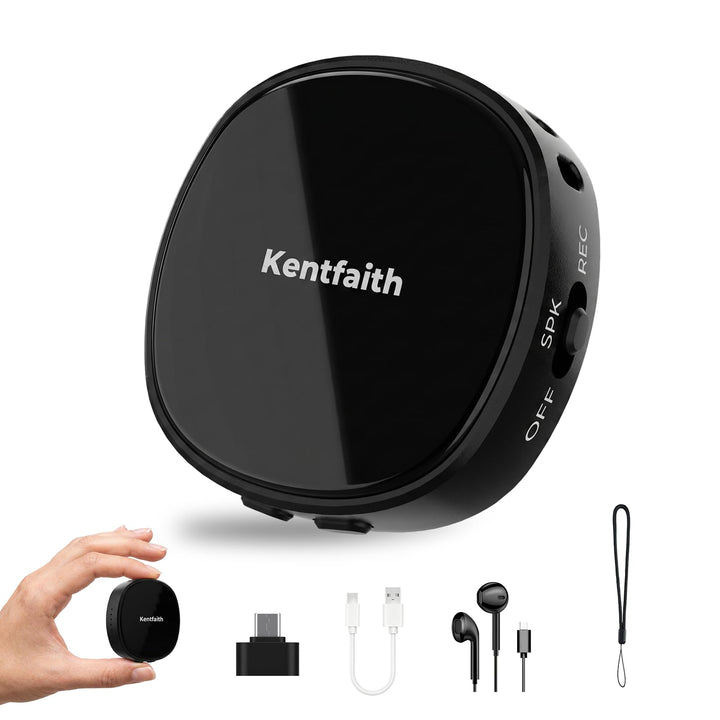 Kentfaith 128GB Magnetischer Diktiergerät, Diktiergerät Mini mit DSP-Rauschunterdrückung, 25 Stunden