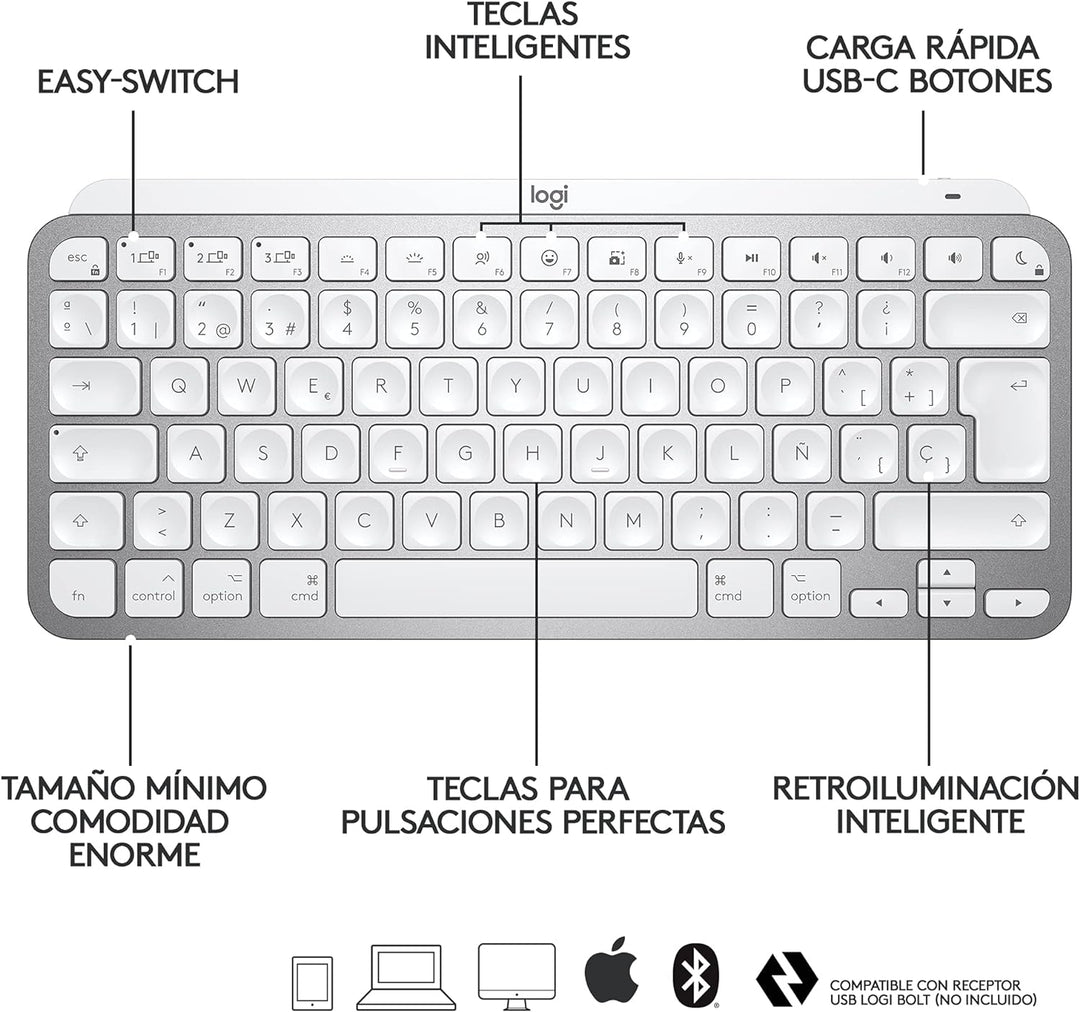 MXKEYS Mini F. MAC WRLS Illum. WRLS Pale Grey - ESP - MEDITER