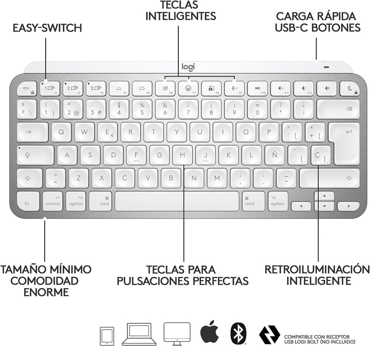 MXKEYS Mini F. MAC WRLS Illum. WRLS Pale Grey - ESP - MEDITER