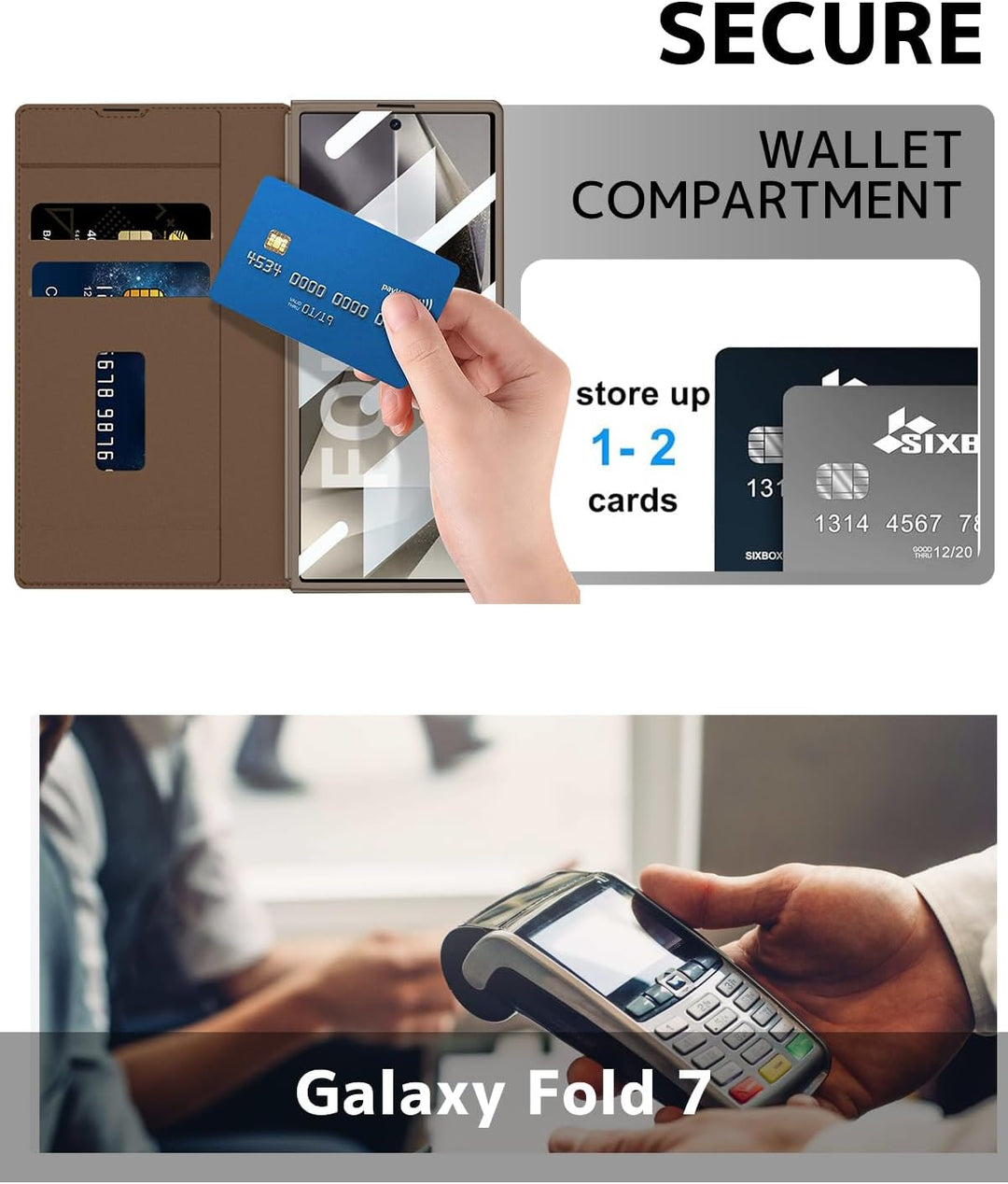NINKI für Samsung Galaxy Z Fold 7 Wallet Case mit Displayschutz,Scharnierschutz 2 Kartensteckplätze