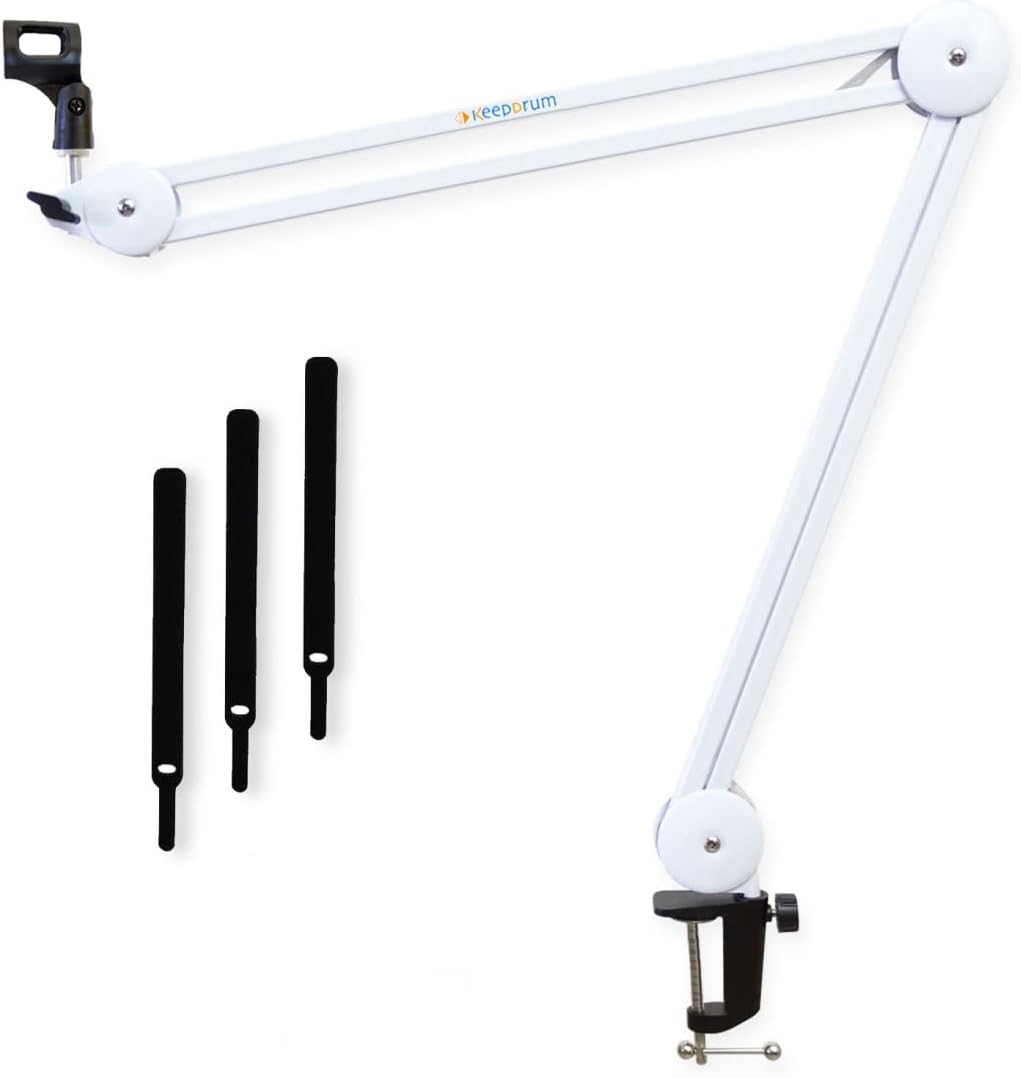 Rode Podcaster USB -Mikrofon + keepdrum MS138 Gelenkarm-Stativ Weiss