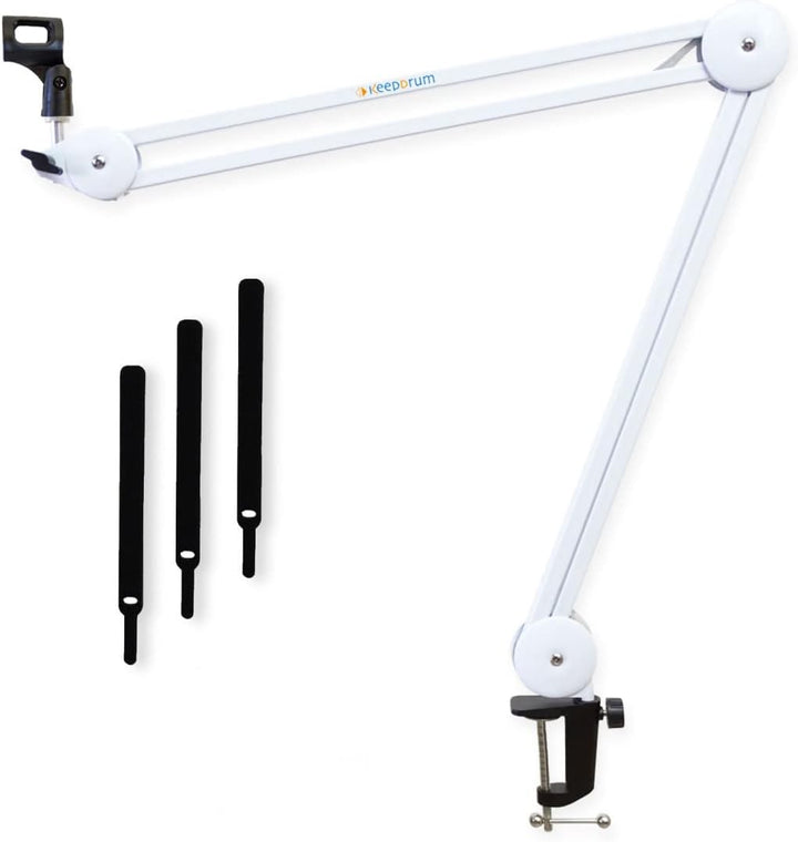 Rode Podcaster USB -Mikrofon + keepdrum MS138 Gelenkarm-Stativ Weiss