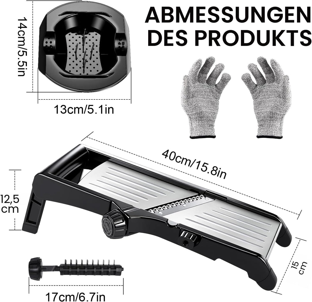 Masthome Mandoline Gemüsehobel,10 in 1 Küchenhobel Schneider mit Edelstahlklingen, Multifunktionaler