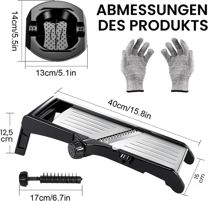 Masthome Mandoline Gemüsehobel,10 in 1 Küchenhobel Schneider mit Edelstahlklingen, Multifunktionaler