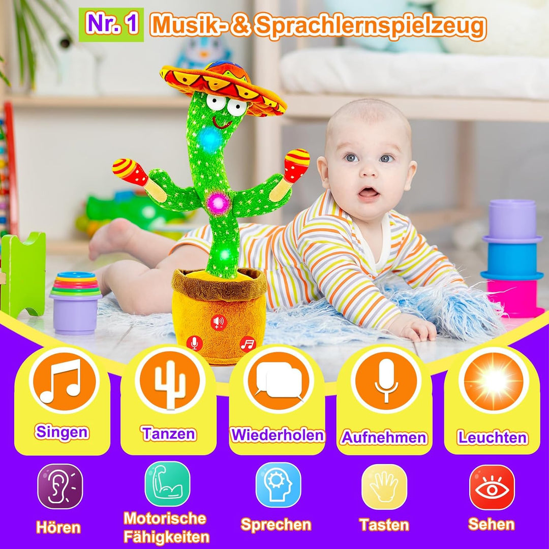 Tanzender Sprechender Kaktus Baby Spielzeug, Lautstärke einstellbar, Nachahmend Singend Wiederholend