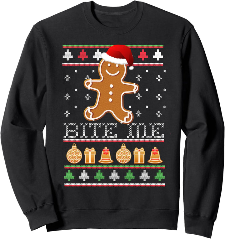 BITE ME Lebkuchen-Keks-Mann, lustiges hässliches Weihnachtsmeme Sweatshirt
