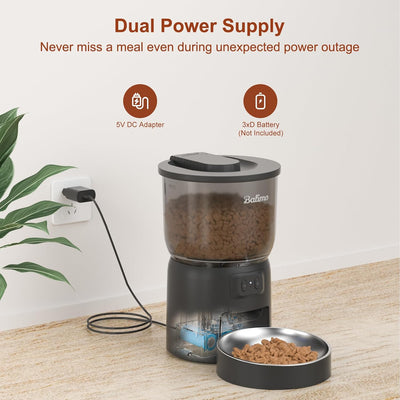 Balimo 3 l automatischer Katzenfutterspender | Futterspender für Katzen 2,4 G WiFi | Sprachfunktion