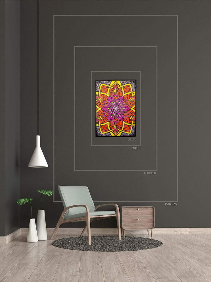 PSYWORK Schwarzlicht Stoffposter Neon | Elven Star | 0,5 x 0,7m | UV-aktiv | fluoreszierend | Wandbe