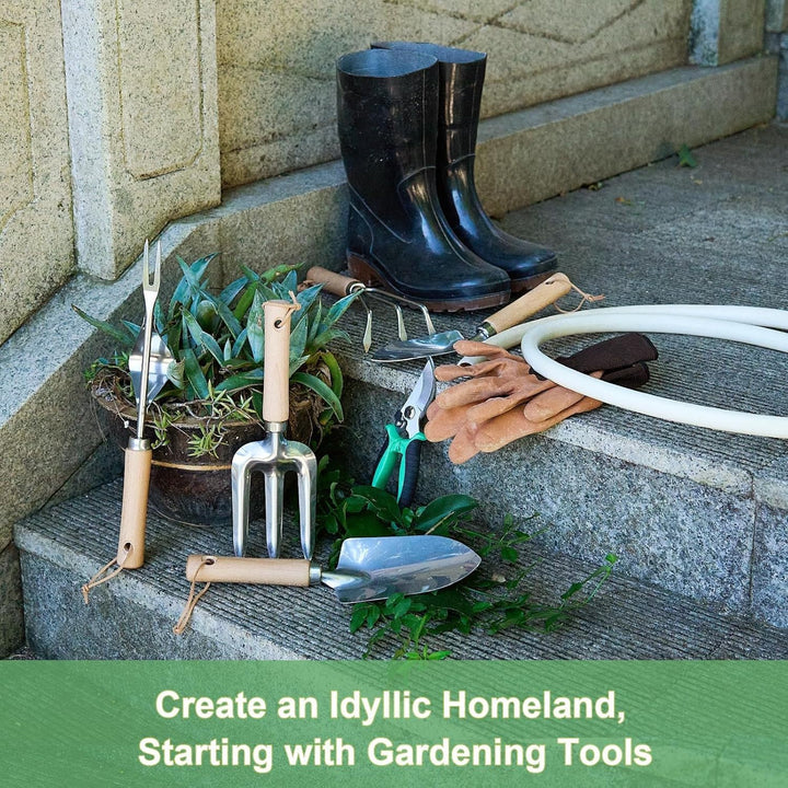 9 Stück Gartenwerkzeug-Set, Edelstahl Gartengeräte mit Tragetasche, Rostfreies und ergonomisches Gar