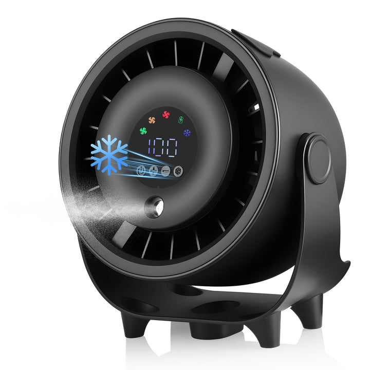 Kssvzz Tischventilator mit Nebelfunktion, Mini Ventilator Leiser über USB Aufladbar, 6000-mAh-Akku,