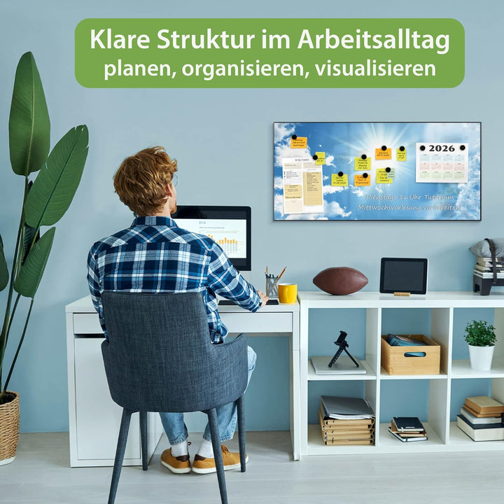 banjado Magnettafel schwarz 78 x 37cm / Magnetwand Metall/Magnetpinnwand als Memoboard/Pinnwand Magn