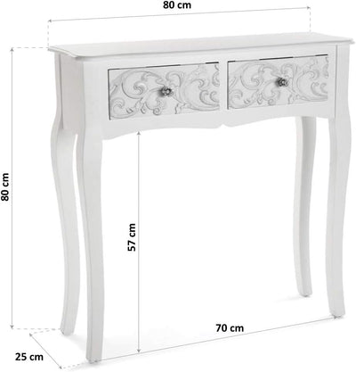 Versa Anjali Schmales Möbelstück für den Eingangsbereich oder Flur, Moderner Konsolentisch, mit 2 Sc