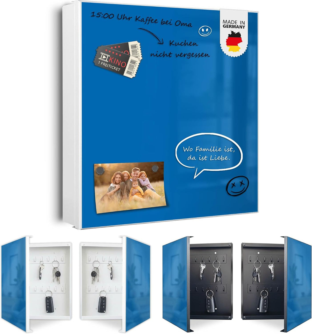 banjado Grosser Schlüsselkasten Metall - Schlüsselbox 30x30cm beschreibbarer mit 32 Haken - Schlüsse