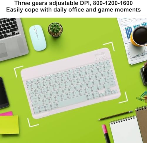 Kabellose Tastatur und Maus, 10 Zoll Bluetooth Tastatur Set, USB Aufladung, Ultradünne, Leise, Kabel
