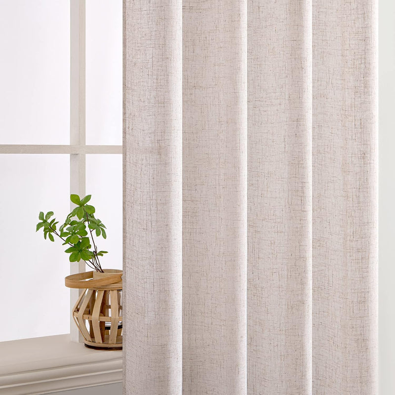 MIULEE Gardinen Vorhänge mit ösen Voile Vorhang Modern Leinenoptik Halbtransparent für Wohnzimmer Kü