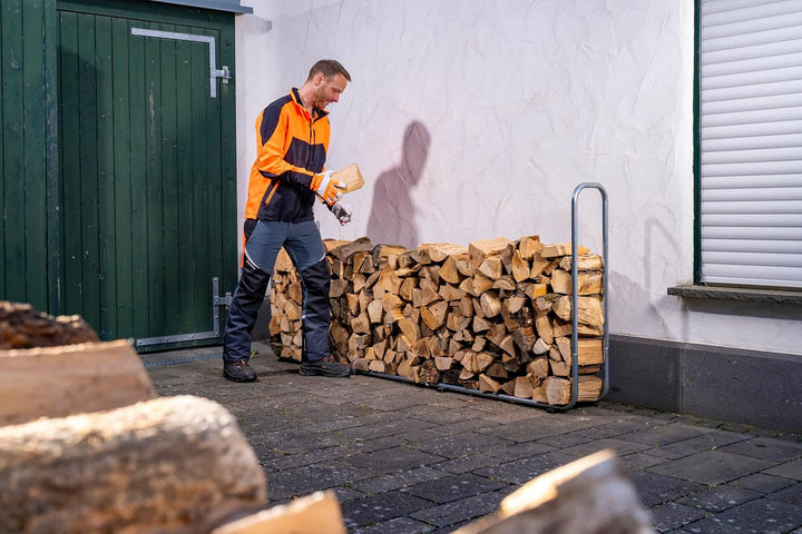 wolfcraft Stapelhilfe für Brennholz 5122000 / Verstellbare Kaminholzaufbewahrung für den Aussenberei