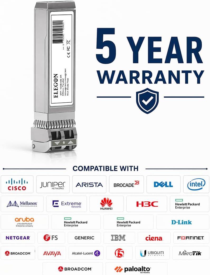 10GBASE-SR SFP+ Transceiver, 10G 850nm MMF 400m OM4/300m OM3 Duplex LC, DDM, NAS HPC, kompatibel Cis