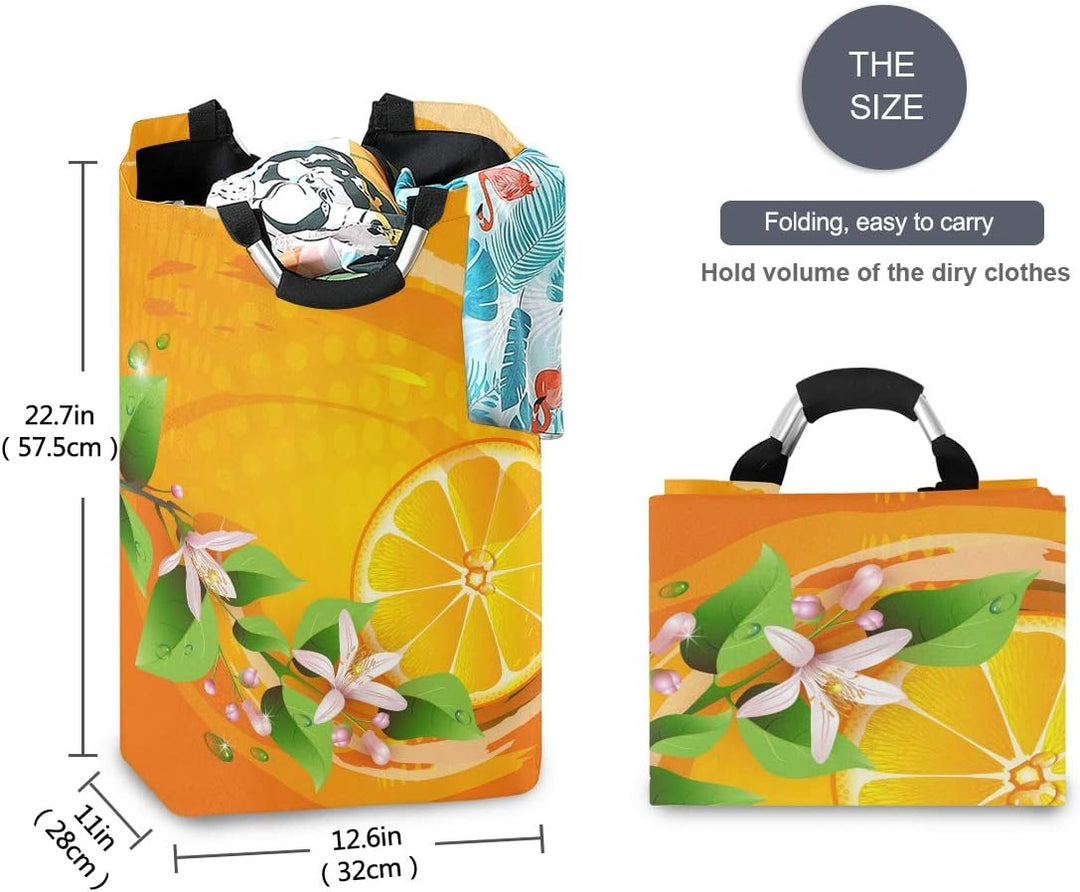 Sommer Orange Gelb Grosser Wäschekorb Faltbar Wasserdicht Wäschesammler Vorratsbehälter Laundry Bask
