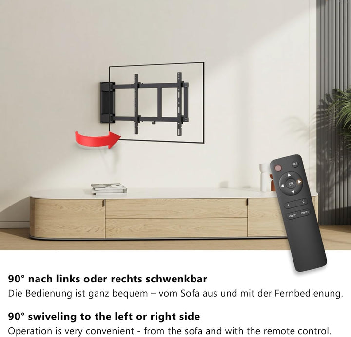 mywall HP29L Elektrische Wandhalterung für Flachbildfernseher 32-60 Zoll (81-152cm) Tragkraft 40 Kg