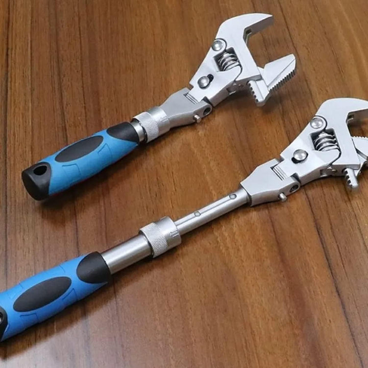YWHWXB Flexhead Ratcheting Adjustable Wrench,10’’ to 12’’ Retractable Extension Shank Ratchet Wrench
