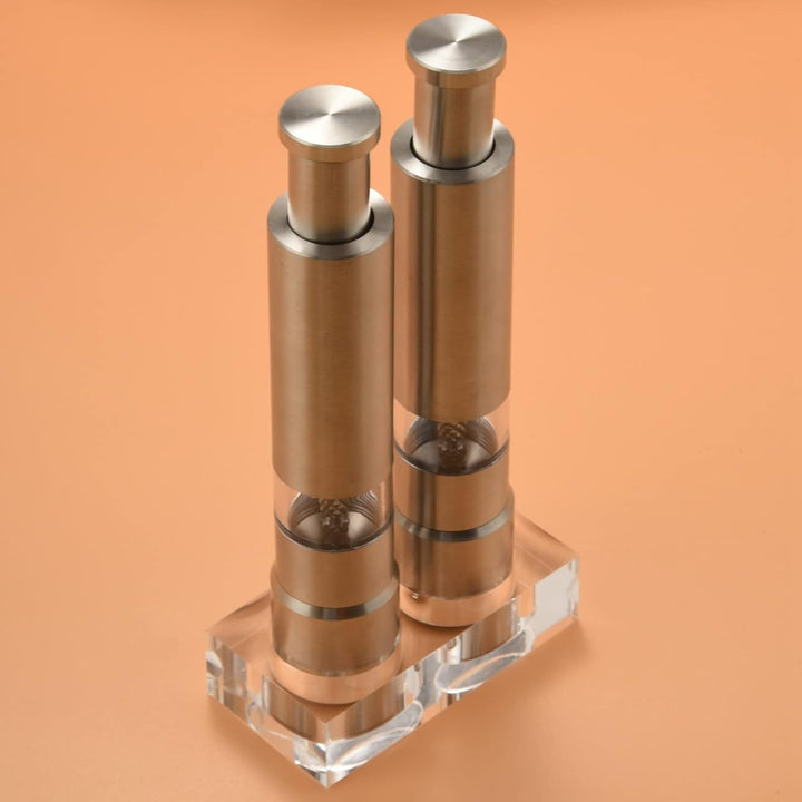 Salz und Pfeffer Set Von 2, Pfeffer Salzstreuer Aus Edelstahl Druck Knopf Manuelles Glassalz und Pfe