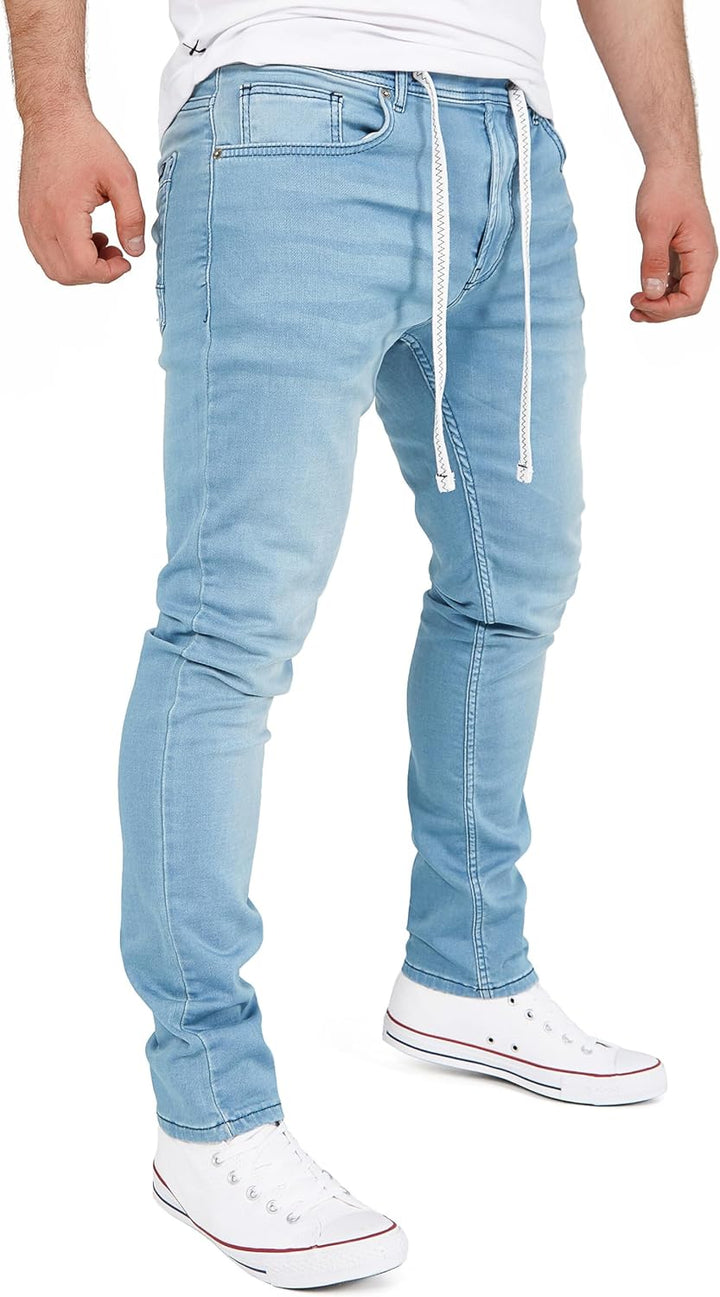 Steve - Herren Sweathose in Jeansoptik - Baumwoll Jogging Jeans, Blau (Ashley Blue 164013)