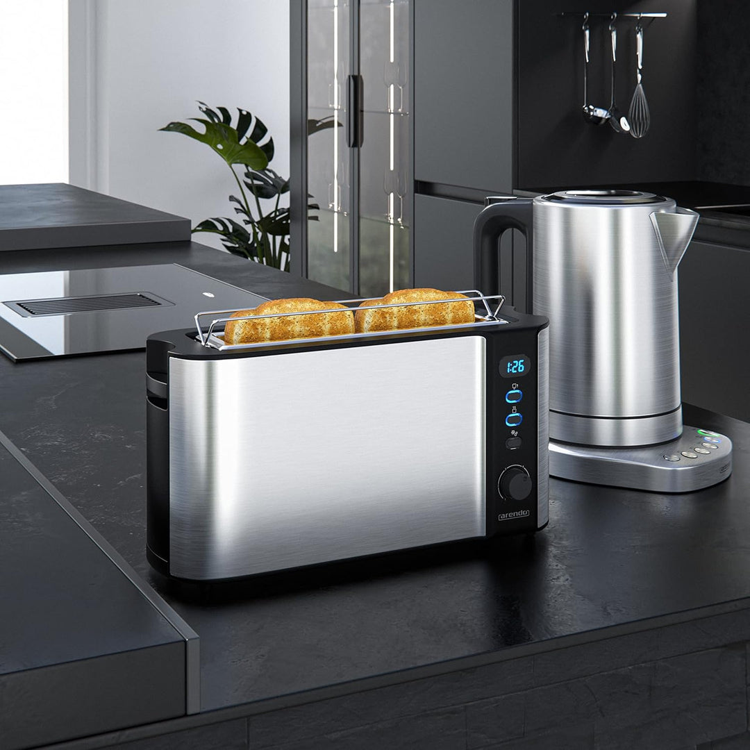 Arendo - Wasserkocher mit Toaster Set - 1,7L Kocher mit 4 Temperaturstufen 1000W Langschlitztoaster