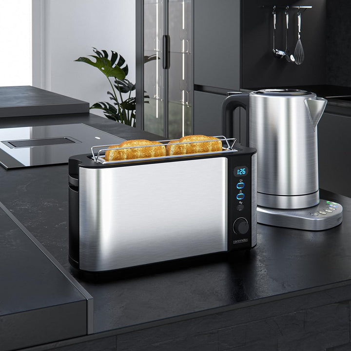 Arendo - Wasserkocher mit Toaster Set - 1,7L Kocher mit 4 Temperaturstufen 1000W Langschlitztoaster