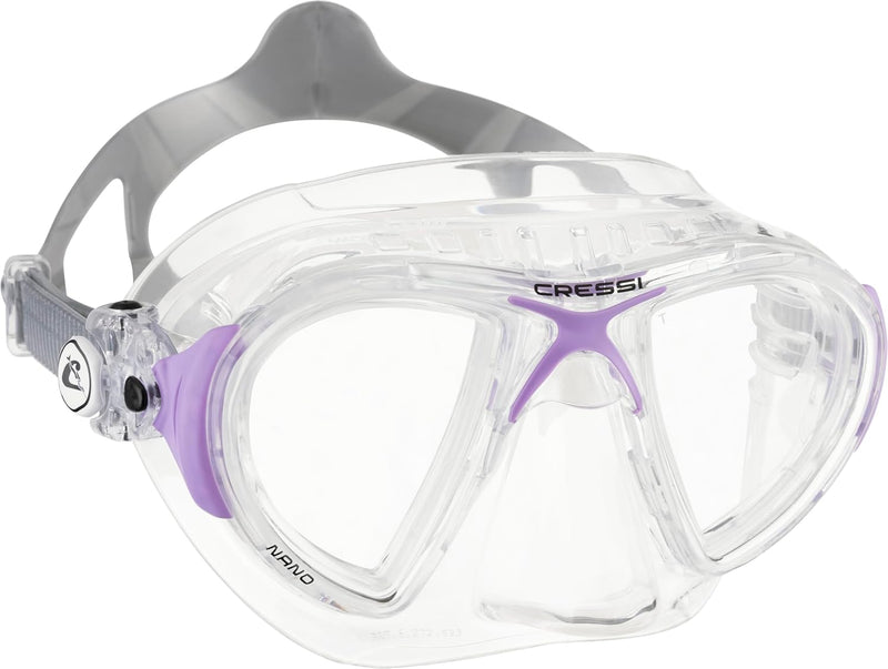 Cressi Herren Nano Taucherbrille UNI Transparent/Lila, UNI Transparent/Lila