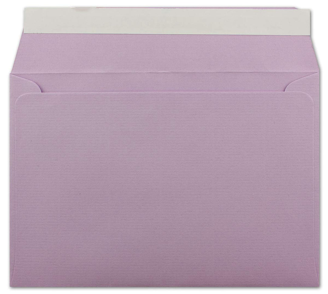 150 gerippte Briefumschläge DIN C6 Flieder - 11,4 x 16,2 cm - 100 g/m² Post-umschlag ohne Fenster Ha