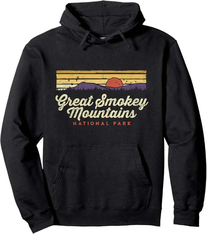 Great Smoky Mountains National Park Retro Sun & Mountains Pullover Hoodie