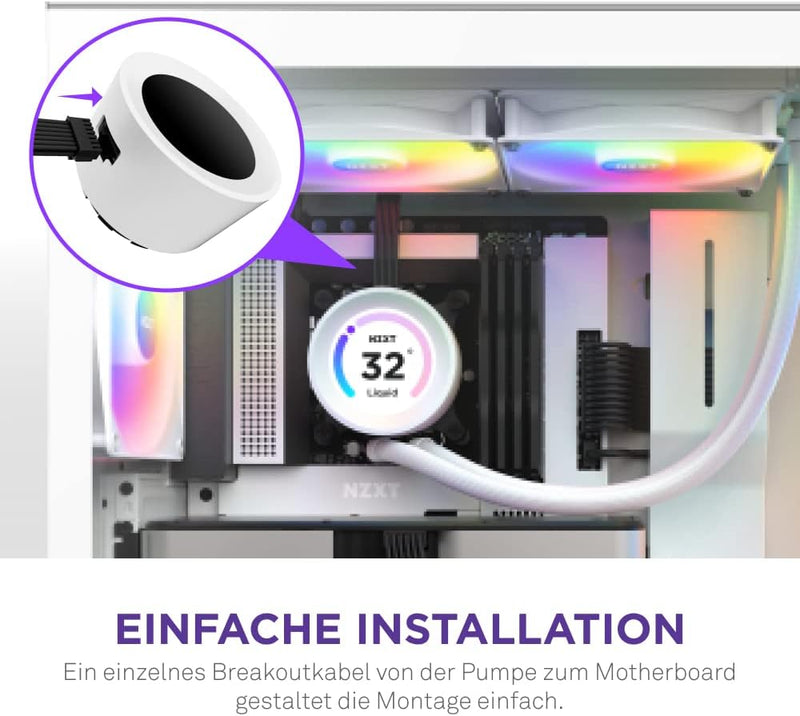 NZXT Kraken Elite 280 RGB - RL-KR28E-W1-280mm AIO CPU Wasserkühlung - 2,36" LCD Display 640x640-2x14
