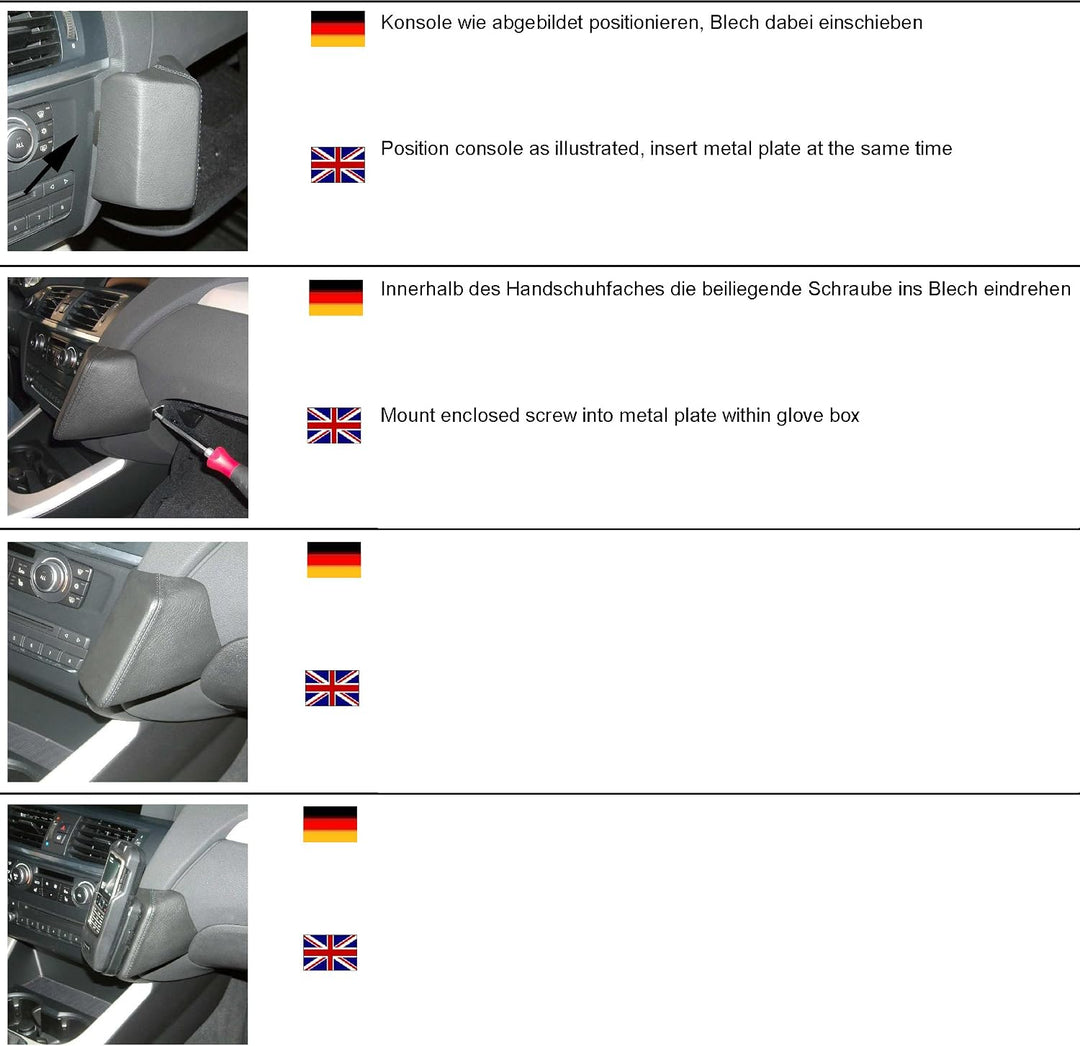 KUDA 092555 Halterung Kunstleder schwarz für BMW X3 (F25) ab 11/2010 / X4 2014 bis 2017, 092555