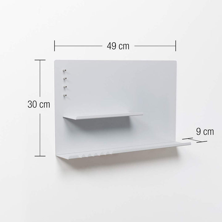 byde Wandorganizer Hebe aus Stahlstruktur. 49 x 9 x 30 cm 3-in-1 Wandregal mit Magnettafel und Magne