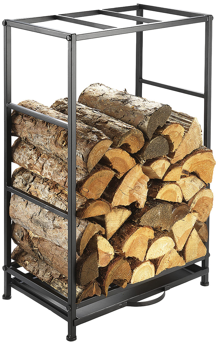 Kobolo Modernes Kaminholzregal aus Metall 80 cm hoch schwarz lackiert 50 x 32 x 80 cm, 50 x 32 x 80