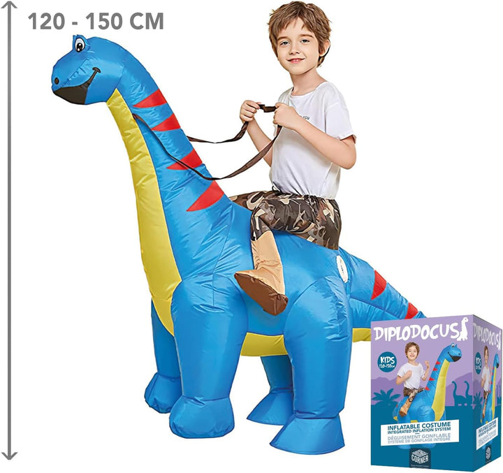 AirSuit® Aufblasbare Verkleidung Dinosaurier Diplodocus für Kinder | Grösse 120 bis 150cm | Aus sehr
