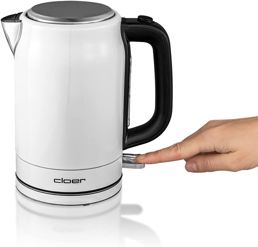Cloer 4521 Wasserkocher Edelstahl, 2200 W, Wasserstandsanzeige, Trockengeh- und Überhitzungsschutz,