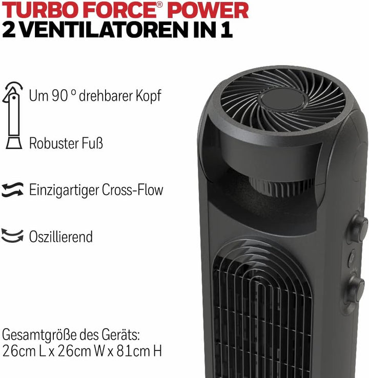 Honeywell TurboForce Power Oszillierender 2-in-1-Turmventilator mit hoher Geschwindigkeit