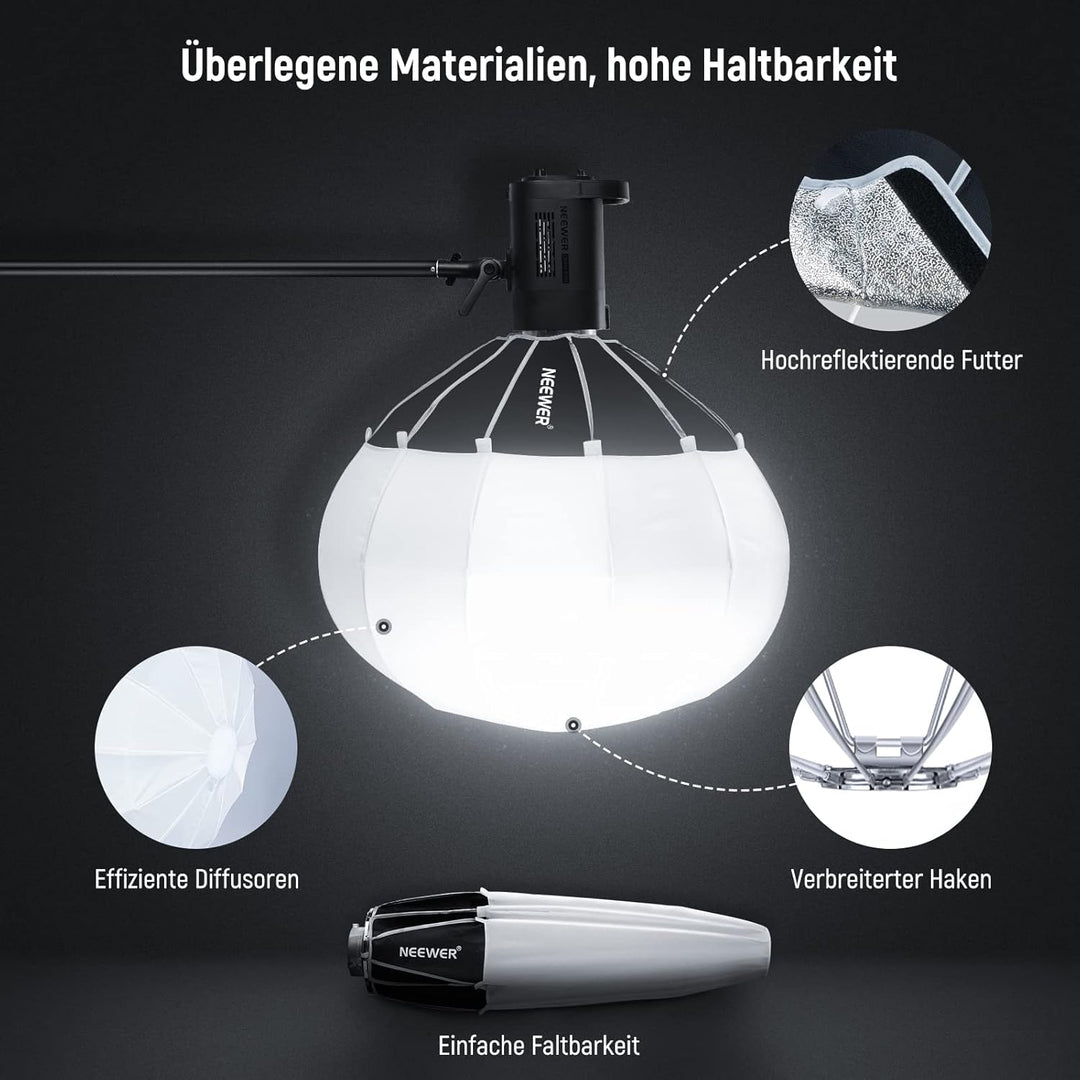 NEEWER 65cm Laternen Softbox mit ein Schritt Schnellwechsel,360°Lichtdiffusor mit Schürze,Bowens Mou