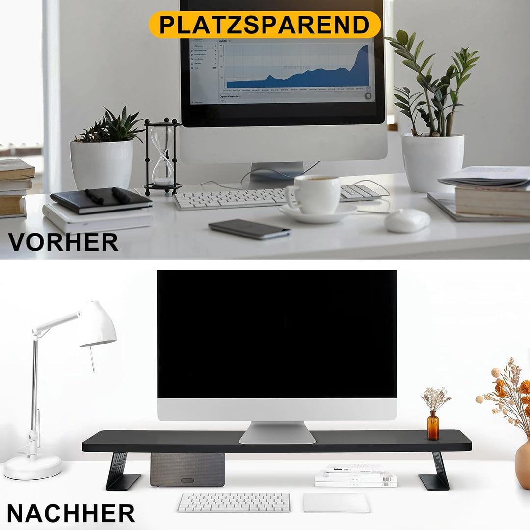 80x23.5cm Bildschirmerhöhung für 2 Monitore, Monitorständer Schreibtisch Holz für Computer, TV, Lapt