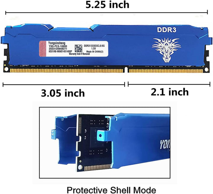 DDR3 16GB Kit (8GBx2) Desktop RAM 1333MHz PC3-10600 UDIMM Non-ECC Unbuffered 1.5V 2Rx8 Dual Rank 240