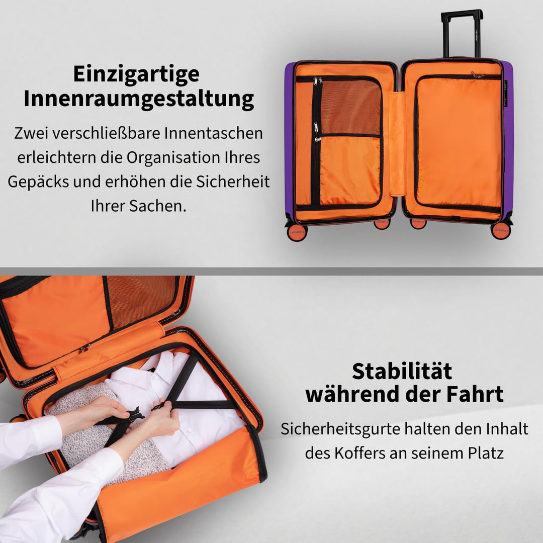 ETERNITIVE - Koffer Reisekoffer Hartschale aus ABS |Reisetrolley Leicht mit 4 Zwillingsrollen 360° |