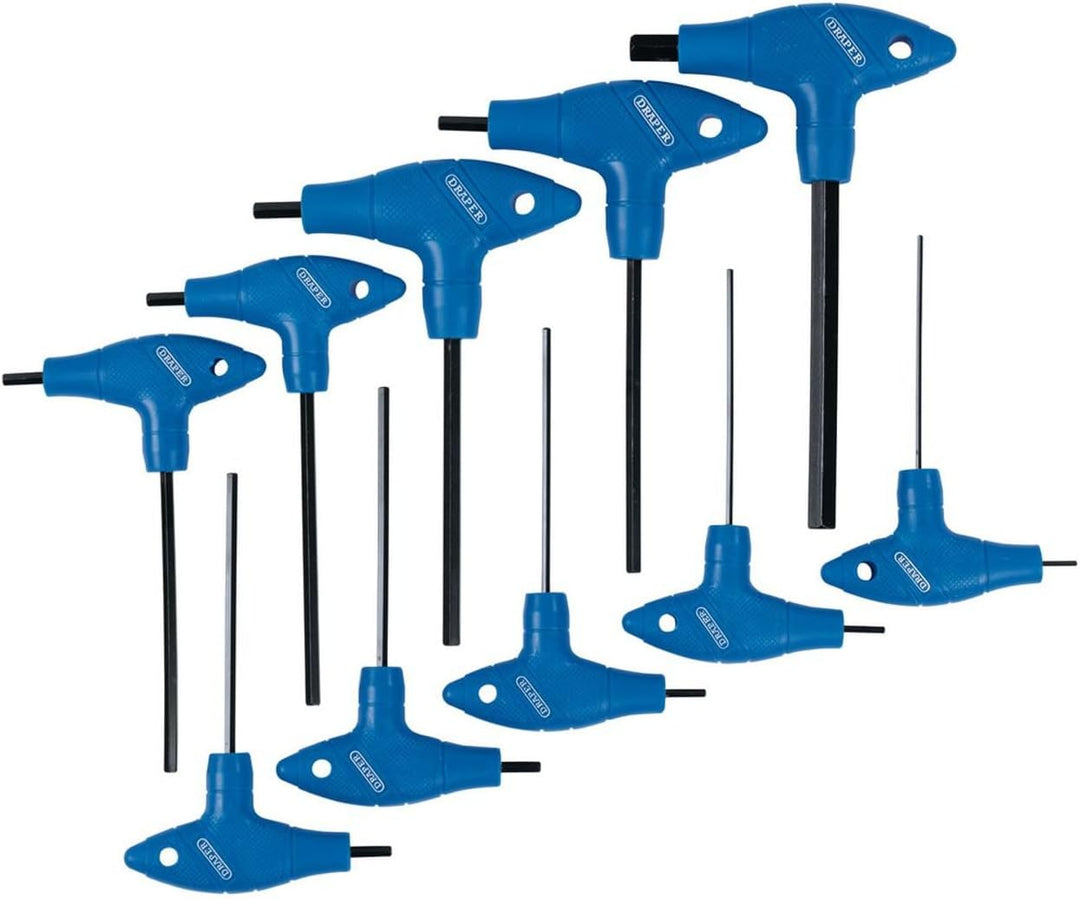 Draper 33871 T-Griff AF English Imperial Sechskantschlüsselsatz, 10-teilig, blau 1 Blau, 1 Blau