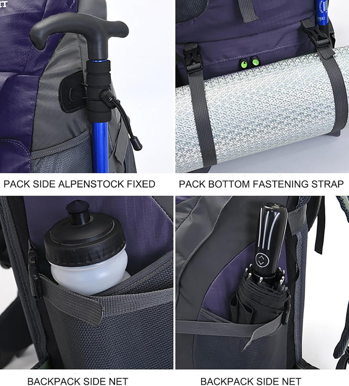 Bseash 50L Leichter wasserfester Wanderrucksack, Outdoor Sport Tagesrucksack Multifunktions Reisetas