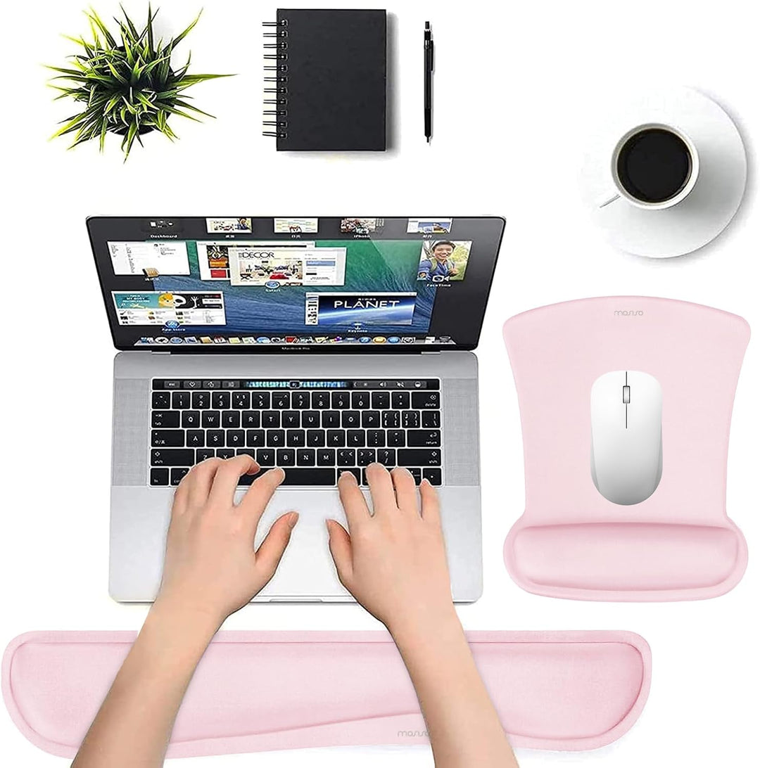 MOSISO Handballenauflage Set für Tastatur &amp; Maus, Ergonomisches Mauspad mit Handauflage&amp;Handballenau
