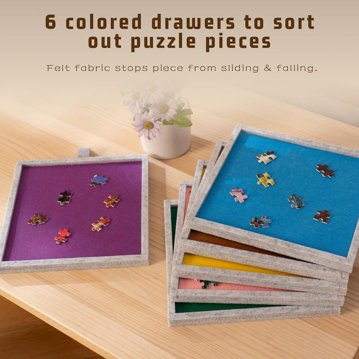 Tektalk klappbarer Puzzletisch mit Abdeckung, 3-Kippwinkel-Puzzleplateau, leichtes tragbares Filzpuz