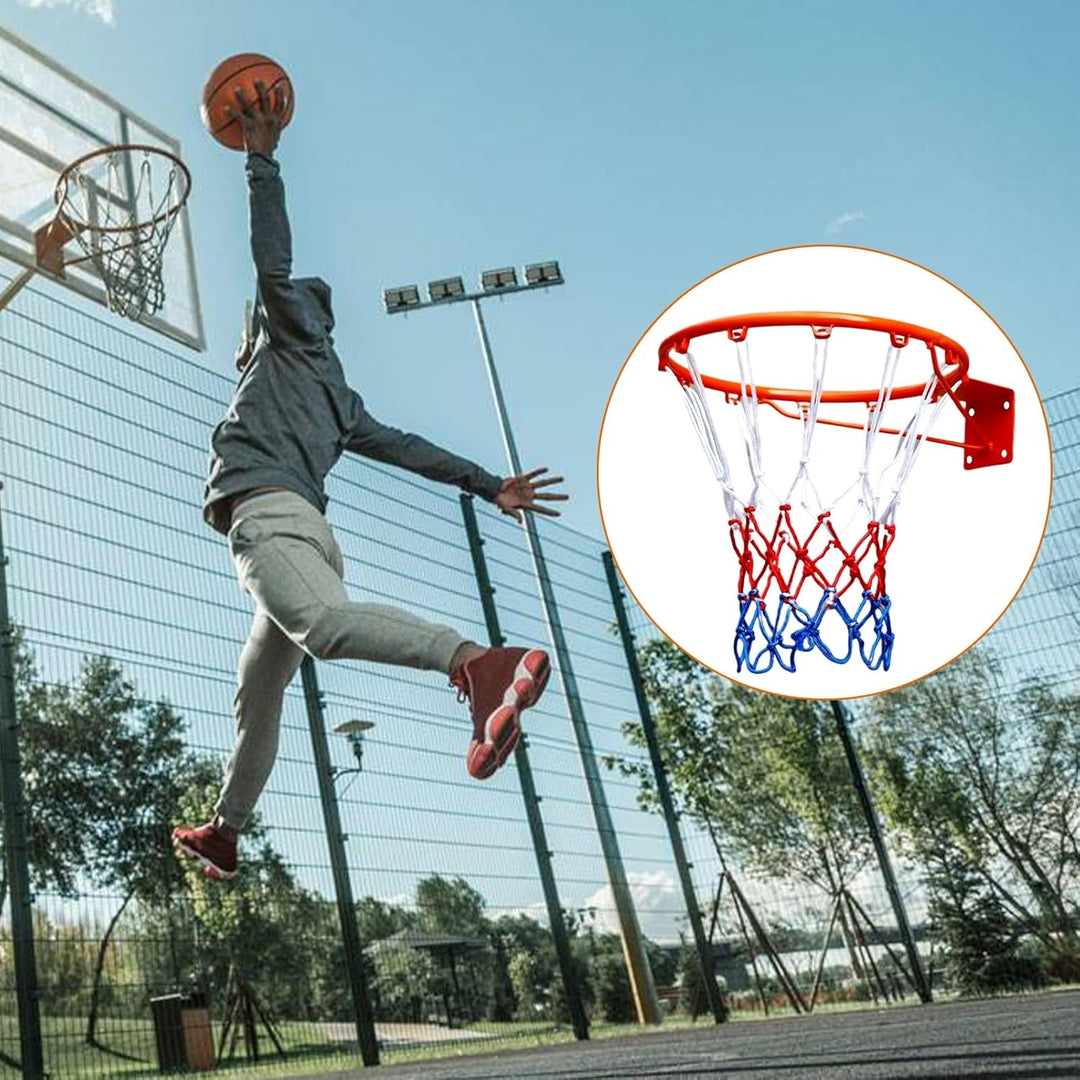 Basketballfelgen, wandmontierter Basketballkorb mit Standard-Stahlfelgen, Nylon-Netz, verstellbare H