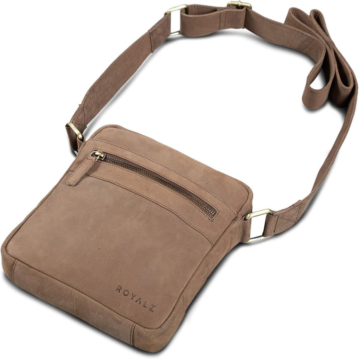 ROYALZ 'Trenton' Umhängetasche Leder Herren Klein Vintage Design Seitentasche Männer Schultertasche