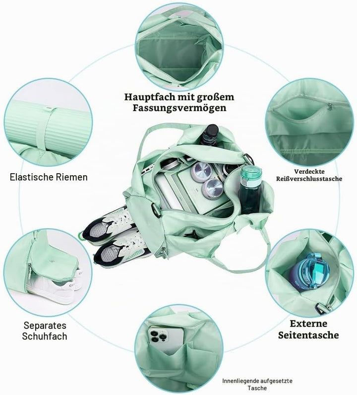 Sporttasche, Reisetasche mit Schuhfach &amp; Nassfach, Gross Gym Tasche für Damen und Herren, Wasserdich
