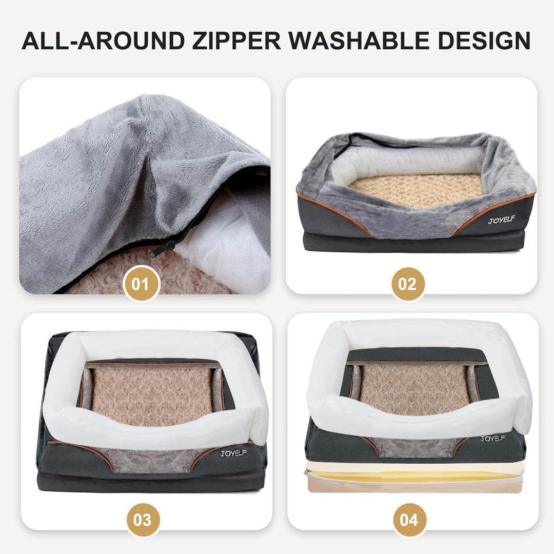 JOYELF Grosses Hundebett Memory Foam orthopädisches Hundebett & Hundesofa mit abnehmbarem waschbarem